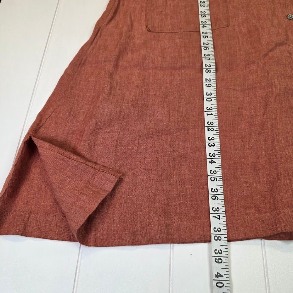 Pure Jill Small Petite 100% Linen Shirt Dress Terracotta Button Front Pockets - Picture 7 of 7
